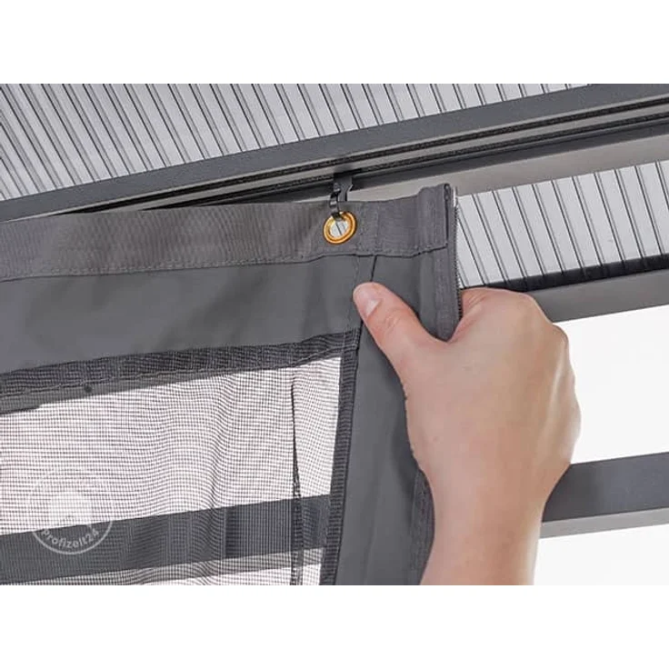 TOOLPORT Moskitonetz für Gartenpavillon Sunset Deluxe 4x4 m - Polyester - Insektengitter mit Reißverschluss - grau – Bild 2