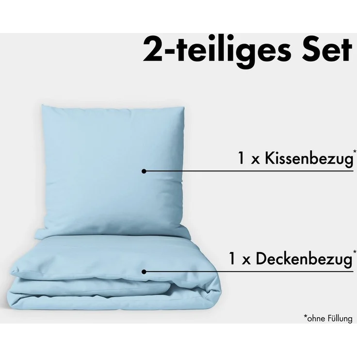 Jacobson Bettwäsche Set - 100% Baumwolle, Perkal, 2 teilig, Erhältlich in den Größen 135x200, 155x220, 200x200, 200x220, 240x220 – Bild 2