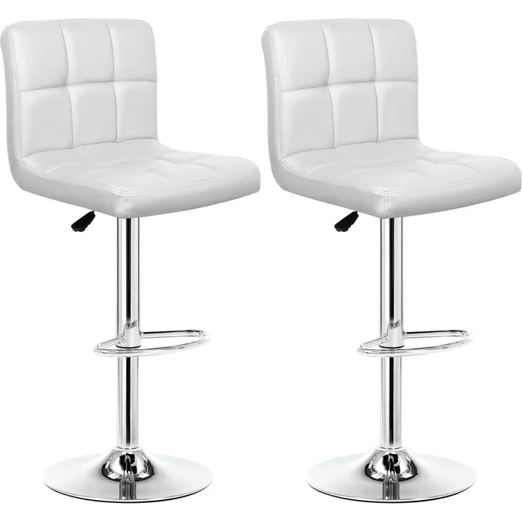 IntimaTe WM Heart 2er-Set Barhocker, Barstuhl mit Robustem Standfuß, Höhenverstellbar Tresenhocker, Moderner Drehhocker mit Gepolsterten Sitzkissen (Weiß)