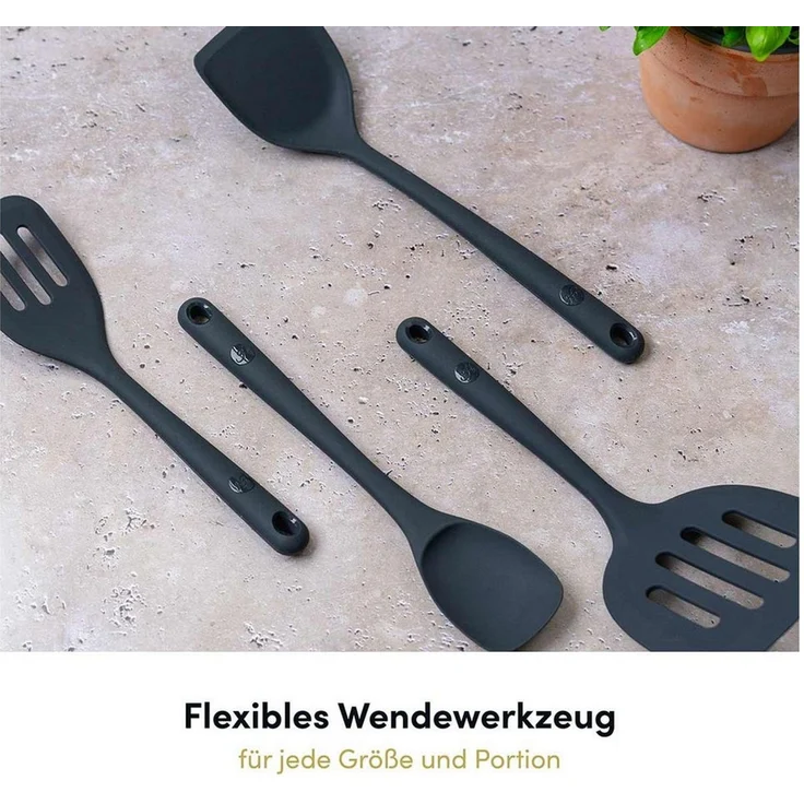 Hoffmann Germany Kochbesteck-Set 10-tlg. Küchenhelfer Pfannenwender Kochlöffel Zange (Set, 10-tlg, 10-tlg.: Pfannenwender, Kochlöffel, Zange, Kelle, Ablage u.v.m), Schöpfkelle, Schneebesen, Ablage, Untersetzer, spülmaschinengeeignet – Bild 4