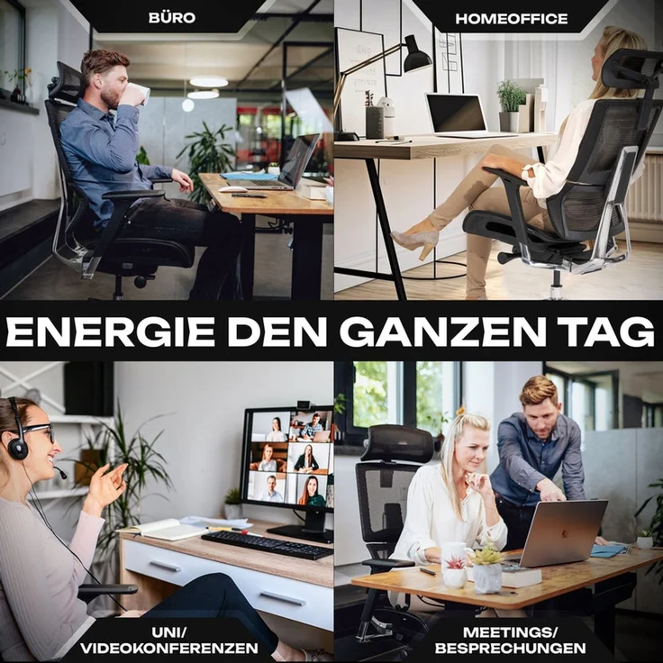 VALKENSTOL M7 MESH-SITZ Bürostuhl ergonomisch mit Schaumstoff Sitz - 5 Jahre Garantie - adaptive Lordosenstütze - tiefenverstellbare und neigbare Sitzfläche – Bild 9