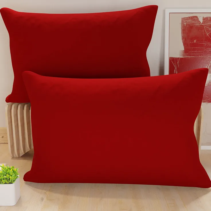 PETTI Artigiani Italiani – 2er-Set Kissenbezüge 80x40 cm aus Mikrofaser, Zierkissenbezüge für Schlafzimmer & Sofa, Uni Bordeauxrot, 100 % Made in Italy