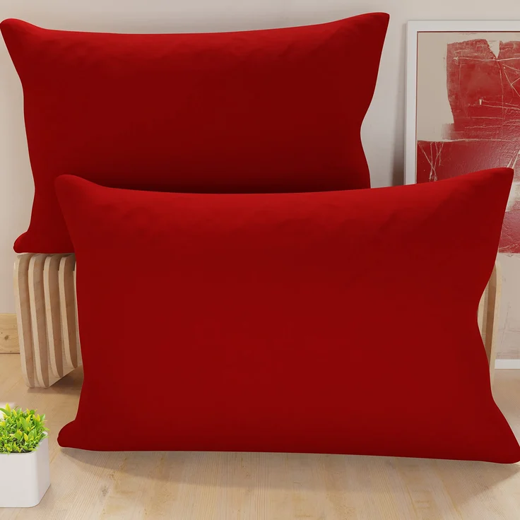 PETTI Artigiani Italiani – 2er-Set Kissenbezüge 80x40 cm aus Mikrofaser, Zierkissenbezüge für Schlafzimmer & Sofa, Uni Bordeauxrot, 100 % Made in Italy