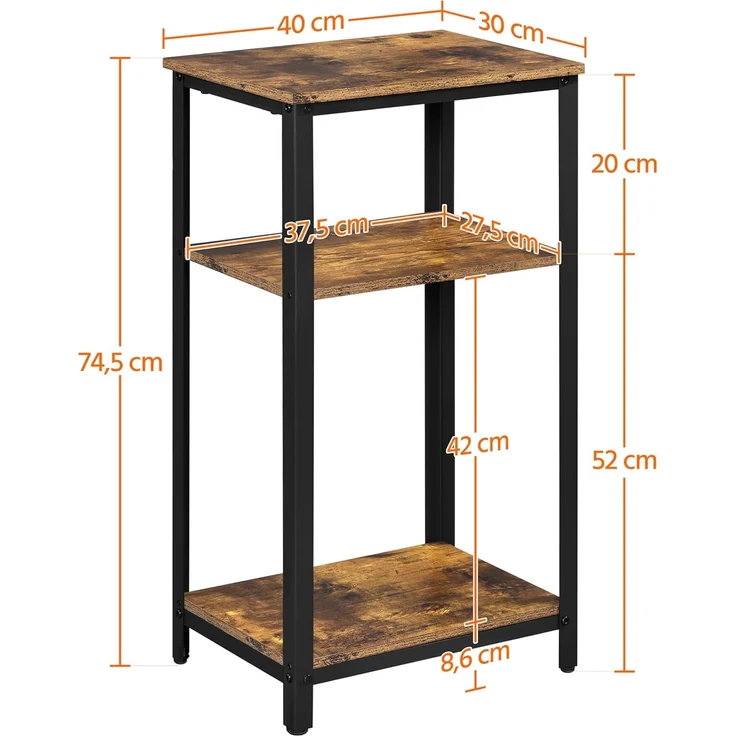 Yaheetech Vintage Telefontisch, Beistelltisch mit 3 Ablagen, Kleiner Nachttisch, Sofatisch, 40 x 30 x 74,5 cm, Metallgestell, ideal für Wohnzimmer Schlafzimmer Büro – Bild 3