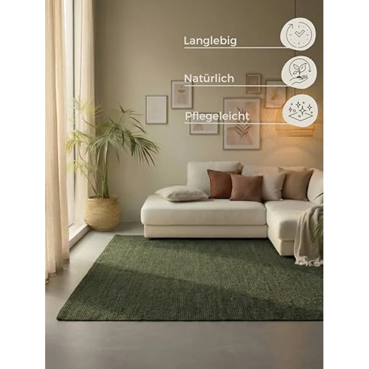 HANSE Home Teppich Jaipur Juteteppich, Läufer und Rund, rechteckig, Höhe: 10 mm, Naturfaser, Nachhaltig, Wohnzimmer, Esszimmer, Schlafzimmer, Boho, GRS – Bild 3