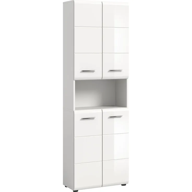 Hochschrank Ice - Weiß / Weiß Hochglanz