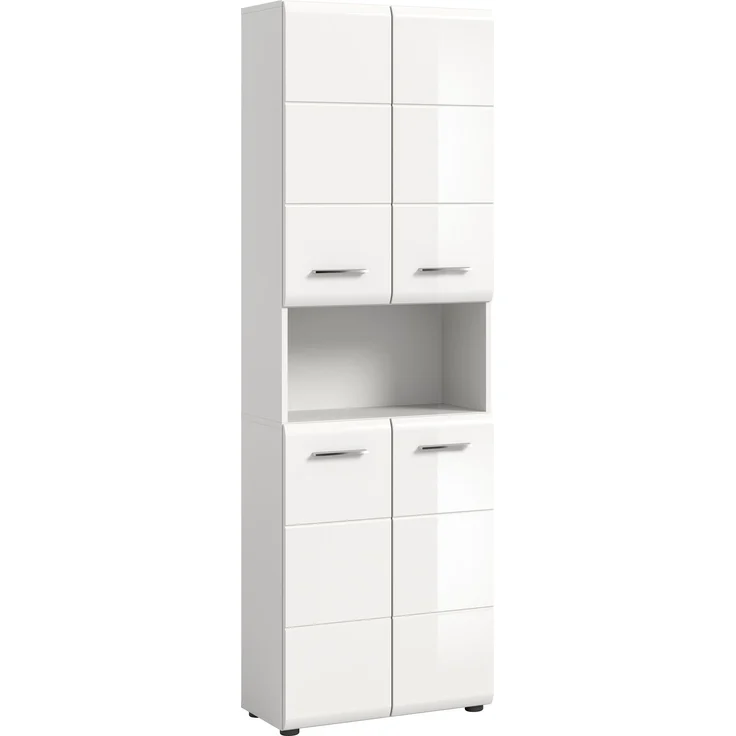 Hochschrank Ice - Weiß / Weiß Hochglanz – Bild 1