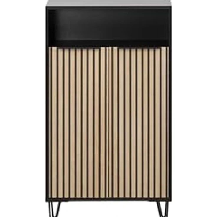 Schildmeyer Schuhschrank Hank, Holzwerkstoff, Schwarzmatt/Akustikpaneel Optik, 60,2 x 33,1 x 107,9 cm – Bild 4