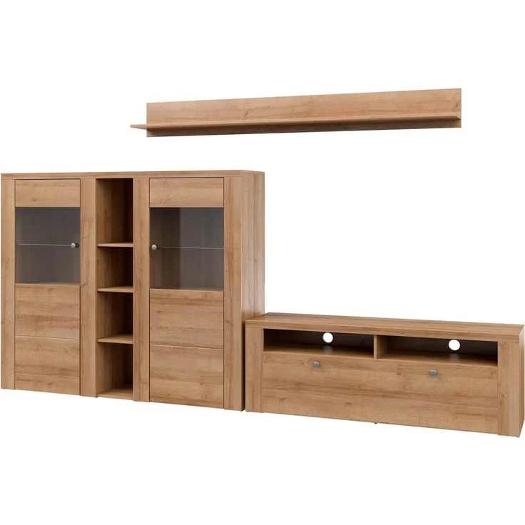 Home affaire Wohnzimmer-Set Larona, Wohnwand, Set 3 teilig, (3-St), Wohnzimmer Set bestehend aus 1 TV-Board, 1 Highboard,1 Wandregal – Bild 2