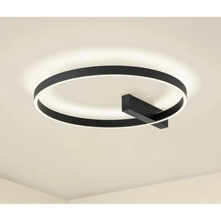 Lucande LED Deckenleuchte Isalin, moderne 1-flammige Lampe in Schwarz aus Aluminium, energiesparend für Wohnzimmer und Büro – Bild 2