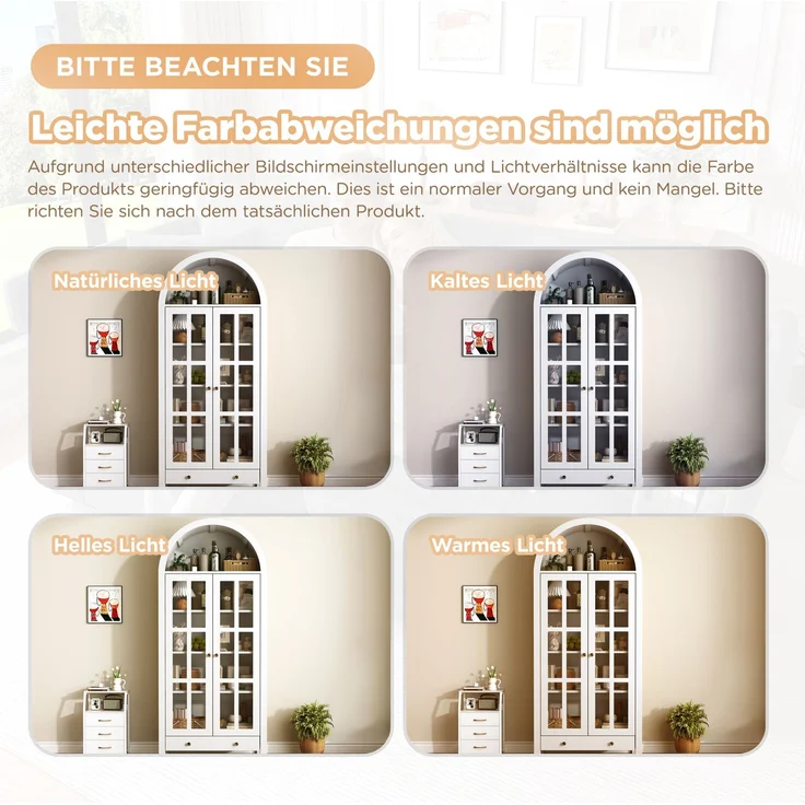 Standvitrine aus MDF mit Acryl-Türen & Schublade, 75x35x170,5 cm, Weiß – Bild 9