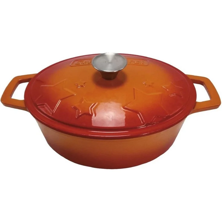 Grillfürst Bratentopf Grillfürst Dutch Oven Sternentöpfchen / Gusseisen Bräter - emailliert - M - orange