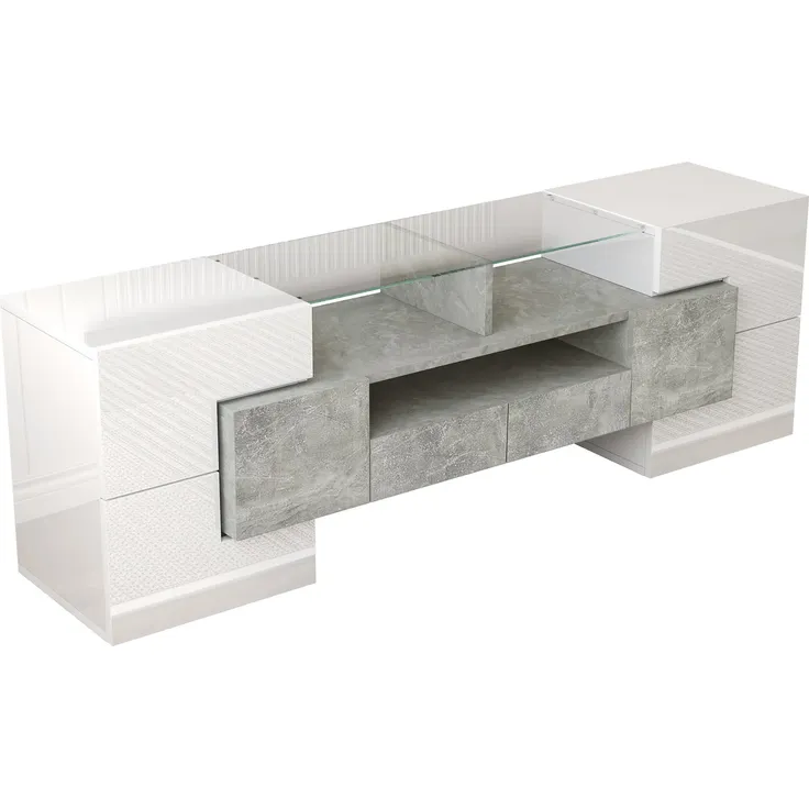 Lowboard, 145/30/51 cm, TV-Schrank, Fernsehtisch, Fernsehschrank für Wohnzimmer, stehend, glänzend – Bild 7