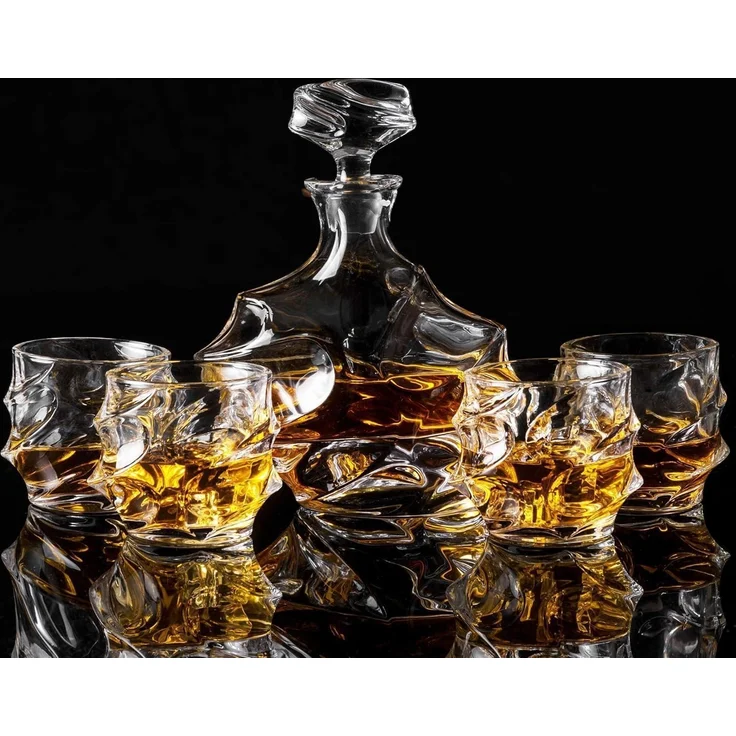 Whisky Karaffe Gläser Set 750ml 4×320ml Kristallglas Whiskybecher – Bild 2