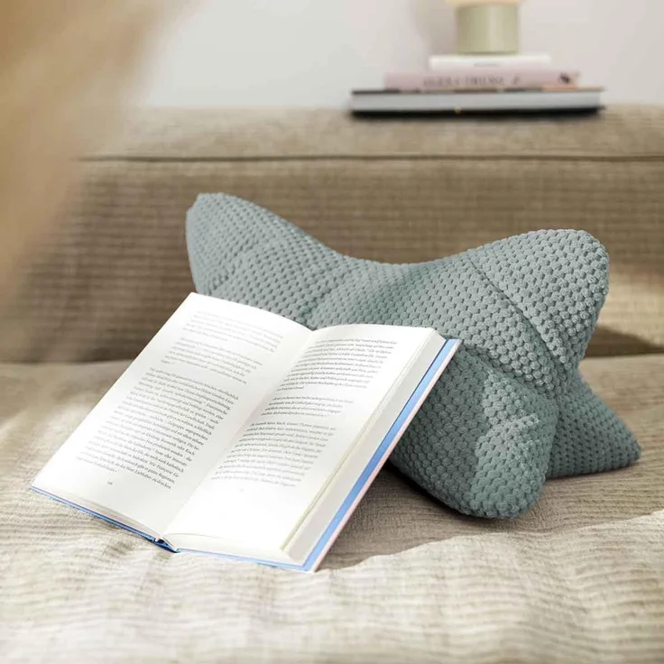 MAGMA Leseknochen ergonomische Form Nacken- oder Lendenstütze Flexible Stütze für Bücher, E-Books oder Tablets (Salbei) – Bild 3