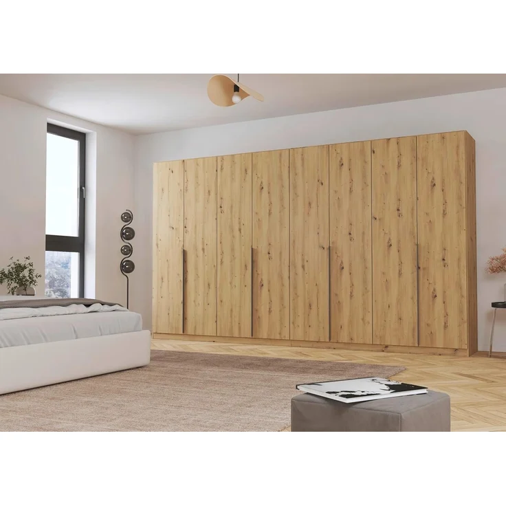 Rauch Möbel Alabama, Kleiderschrank für Schlafzimmer, Kinderzimmer, Wohnzimmer, Garderobe, Flur, 8-türig, mit Zubehör Classic, Farbe Eiche Artisan, Holz, Breite 360 cm – Bild 2