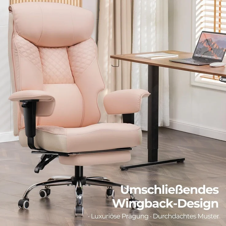 COMHOMA Bürostuhl Gaming Stuhl für Große und Schwere Personen bis 180 kg, ergonomischer Bürostuhl 3D Sitzkissen, verstellbar mit Fußstütz – Bild 4