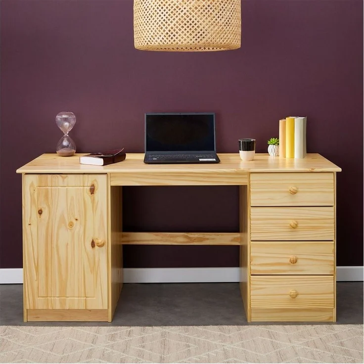 IDIMEX Schreibtisch MANAGER, Bürotisch mit Stauraum, 4 Schubladen und Fach Kiefer Massivholz natur – Bild 2