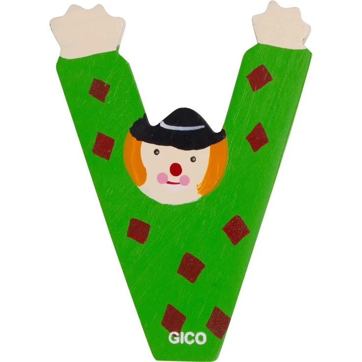 Holzbuchstaben Name Kinderzimmer groß Deko für die Tür, lustige Clowns, A-Z, Höhe ca. 9 cm, Holz Buchstabe 7361 (V)