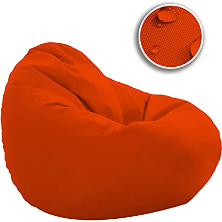 HomeIdeal - Sitzsack XXL Bodenkissen für Erwachsene & Kinder - Geeignet für Gaming oder Entspannen - Indoor wie Outdoor da er Wasserfest ist - mit EPS Perlen, Farbe:Neonorange, Größe:XXL – Bild 4