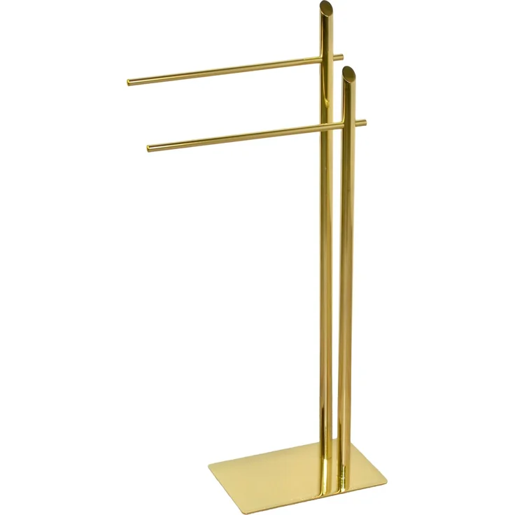 Handtuchhalter Stand freistehend 91 cm Messingoptik Gold – 2 Stangen + Bodenplatte – ohne Bohren – Bild 4