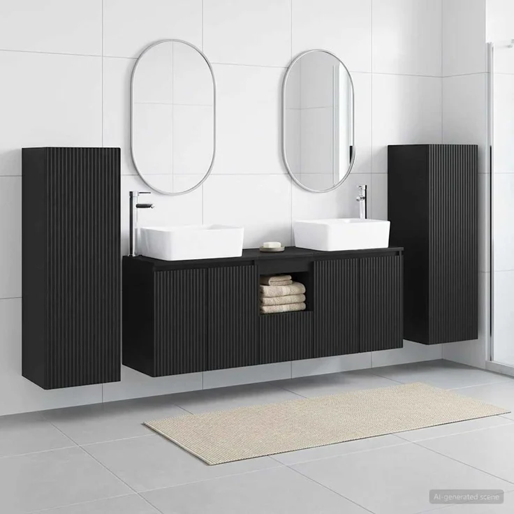 vidaXL Badezimmermöbel-Set 5 stk. Schwarz 33 x 34,5 x 100 cm 3405994 – Bild 1