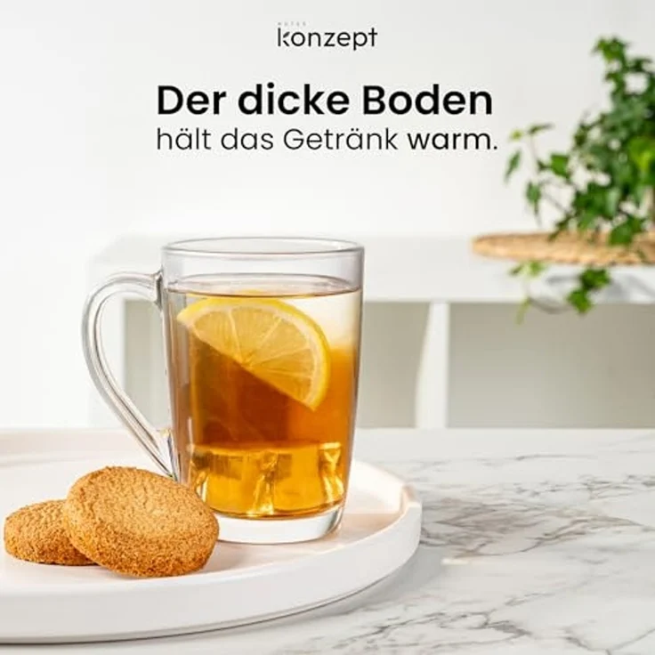 KONZEPT Espressoglas Set 6er – 300 ml Kaffeegläser Praktische Tassen für Kaffee und Tee, 6-tlg, Spülmaschinengeeignet, die zu allen gängigen Kaffeema – Bild 2