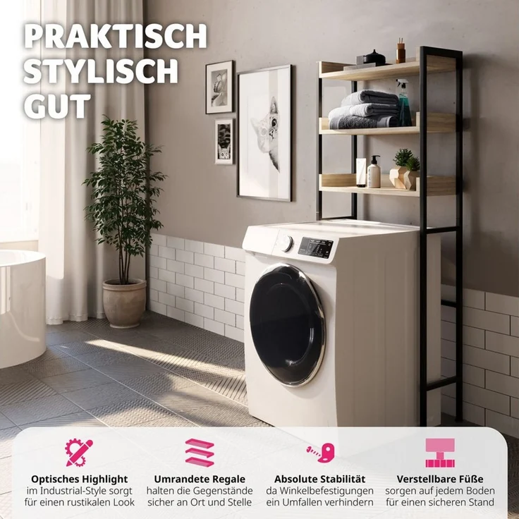 tectake Badregal Badezimmerregal, Einzelstück, Industrial Style – Bild 2