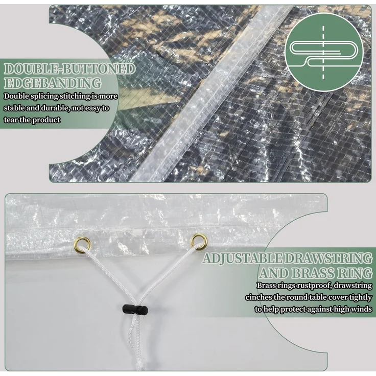 Möbelabdeckung Wasserdicht Winddicht Ø130x71cm Rund Transparent – Bild 4