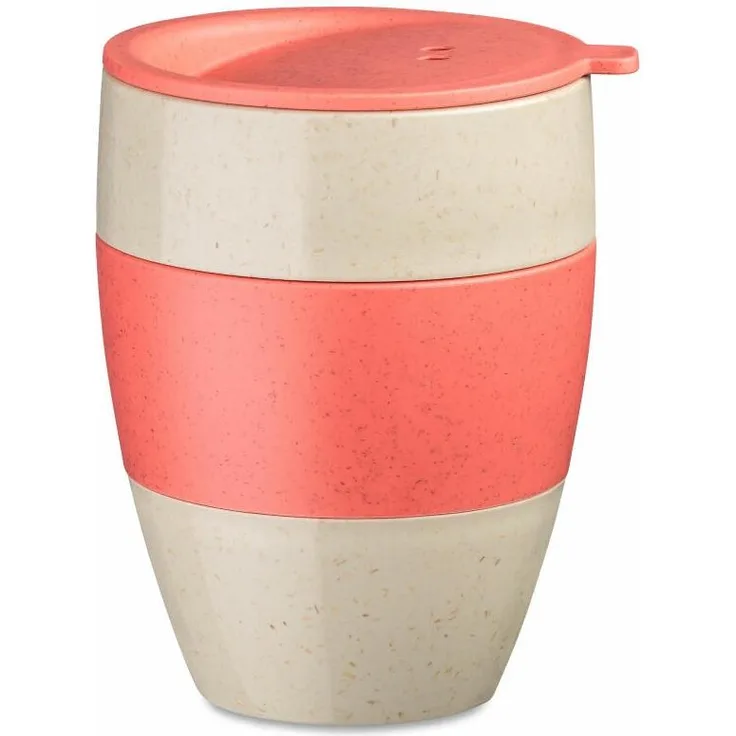 Koziol Thermobecher Aroma To Go 2. 0, Isolierbecher, Biozirkulärer Kunststoff, Nature Desert Sand / Nature Coral, 400 ml, 7589273