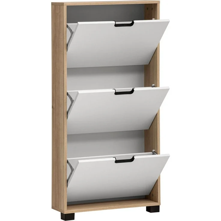 Schildmeyer Schuhschrank Schuhkipper Emmik 159445, weiß Eiche Dekor/weiß matt, 59,8 x 19,5 x 124 cm – Bild 3