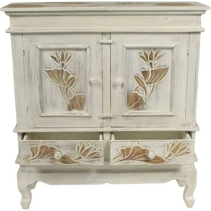 Oriental Galerie Mehrzweckschrank Schrank 85 x80 cm Lotus Weiß (1-St)