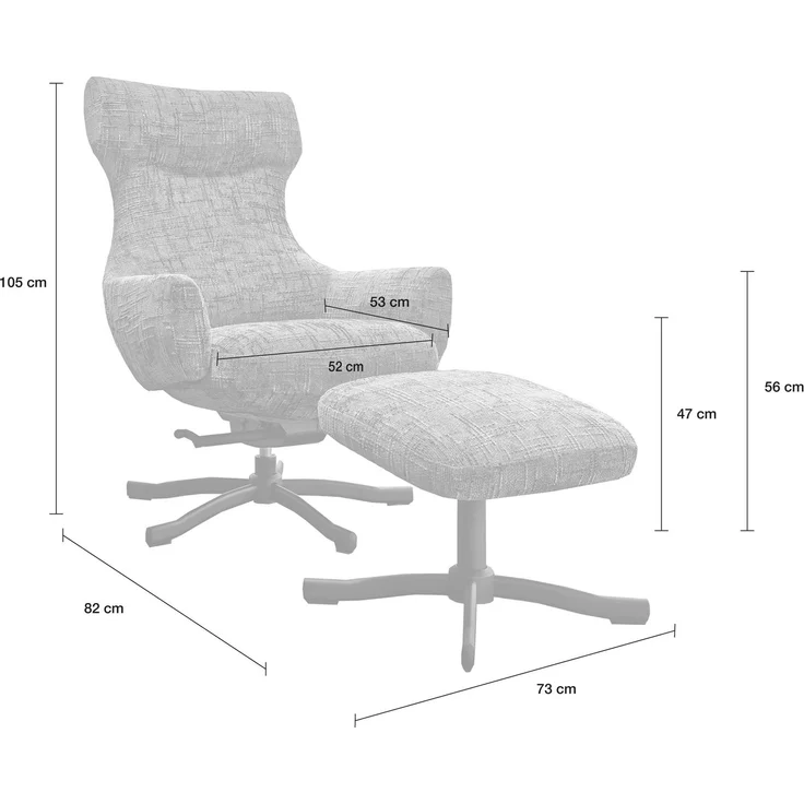 LC Home Sessel »Monroe« Webstoff grau – drehbarer Polstersessel & Relaxsessel mit Hocker Metallgestell schwarz – Bild 3