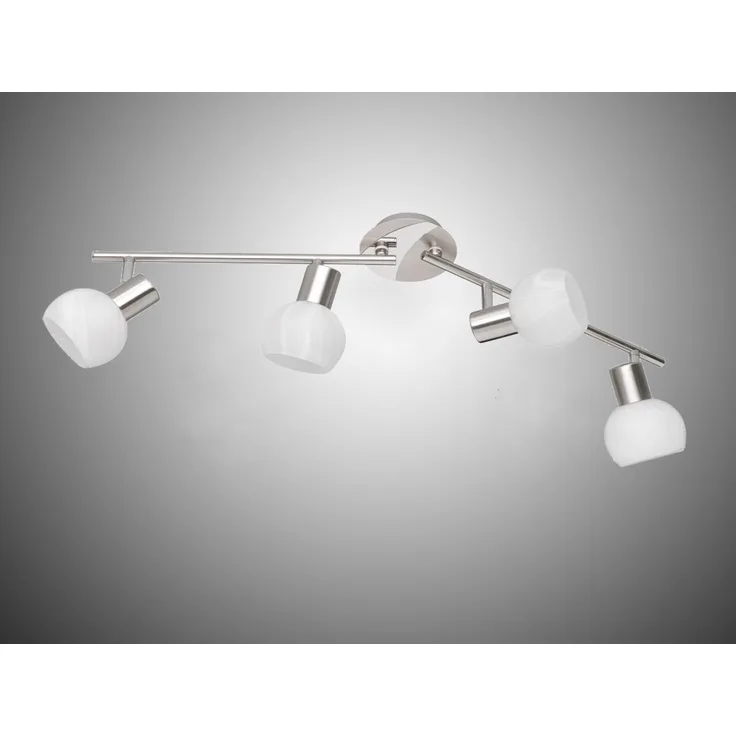 Deckenstrahler ANTIBES 4-flammig Silber Chrom & Glas Alabaster, Breite 69cm