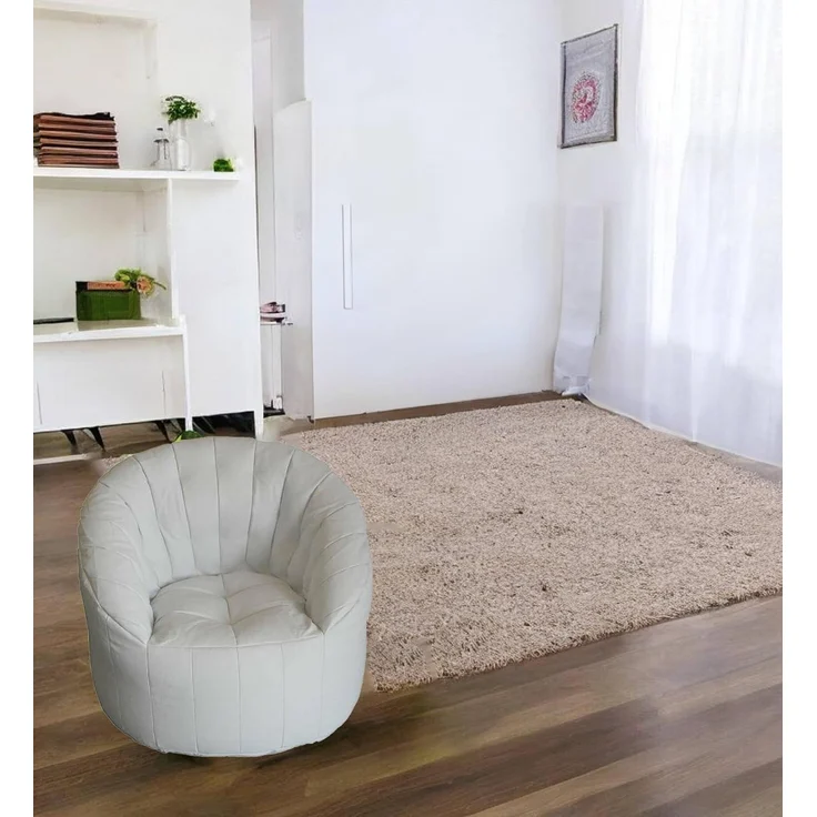Dmora Runder gepolsterter Sessel, weiße Farbe, Maße 80 x 80 x 80 cm – Bild 4