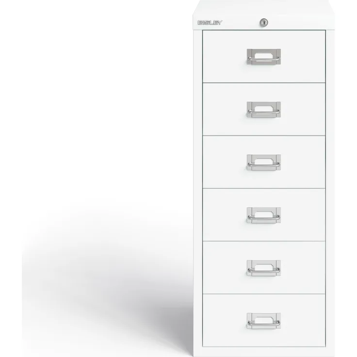 Bisley MultiDrawer™, 29er Serie, abschließbar, DIN A4, 6 Schubladen, Farbe verkehrsweiß