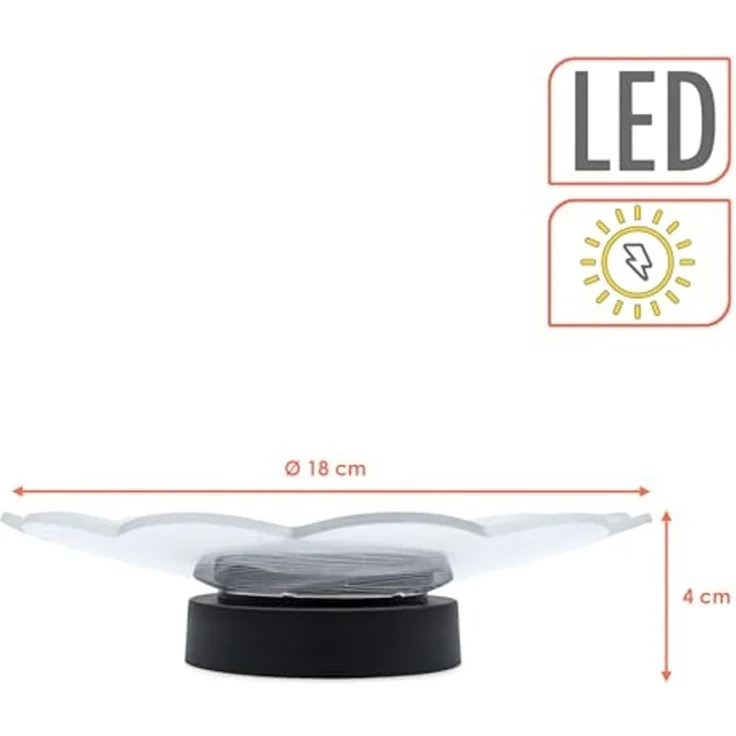 Spetebo LED Wandleuchte Solar Blume transparent - 18 cm, Solar betrieben, LED fest integriert, warm weiß, inklusive Erdspieß und Montagematerial – Bild 2