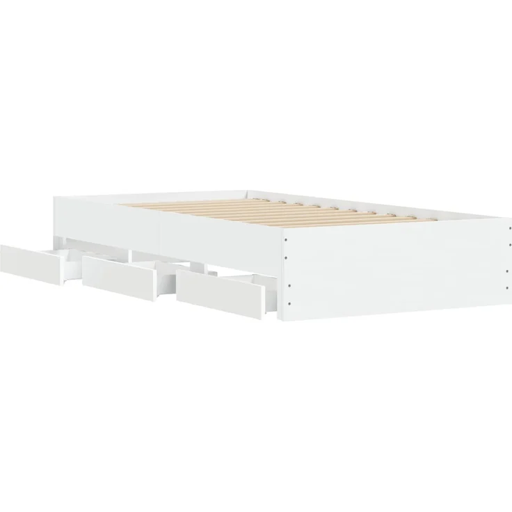 vidaXL Bettgestell mit Stauraum mit Schubladen Weiß Holzwerkstoff 3429605 – Bild 4