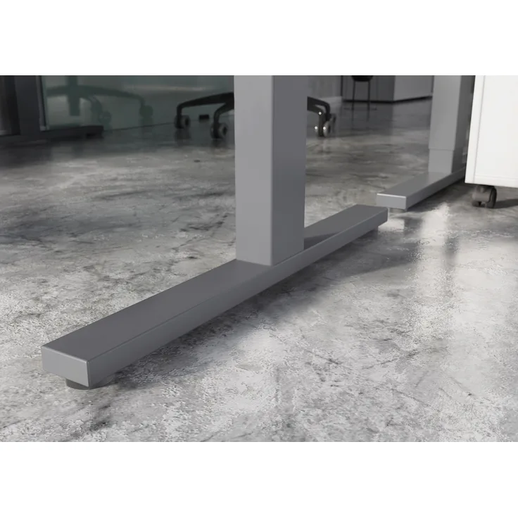 Germania Schreibtisch 4242-583, in Lichtgrau/Silber, elektrisch höhenverstellbar, 160 x 120 x 80 cm (BxHxT)