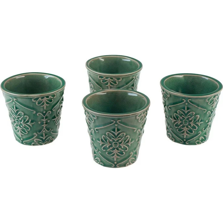 Viana Übertopf Keramik Übertopf Set Grün Ø7cm H8cm - Pflanzgefäß Dekoration, 4 Stück – Bild 1