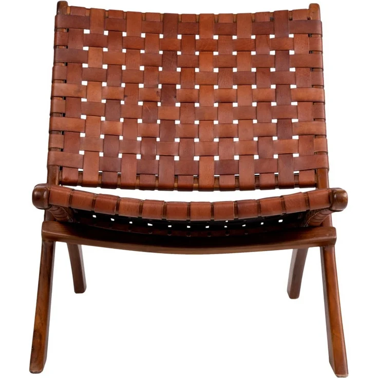 House Nordic Klappstuhl, Leder, braun, Beine aus Teakholz – Bild 2