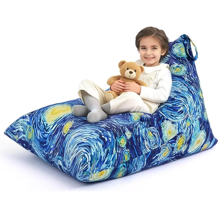 Nobildonna Sitzsack-Stuhlbezug für Kinder und Erwachsene, extra großer Sitzsack ohne Füllung, Plüschtierhalter und Organizer, Premium-Segeltuch, 250 l (Sternennacht)