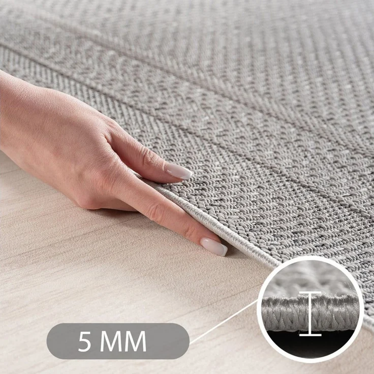Carpettex Outdoorteppich Schlichter Flatweave Teppich mit Rahmen, Rund, Höhe: 5 mm, Outdoor Teppich Wetterfest Modern Design Wohnzimmer Küchen Terrasse – Bild 2