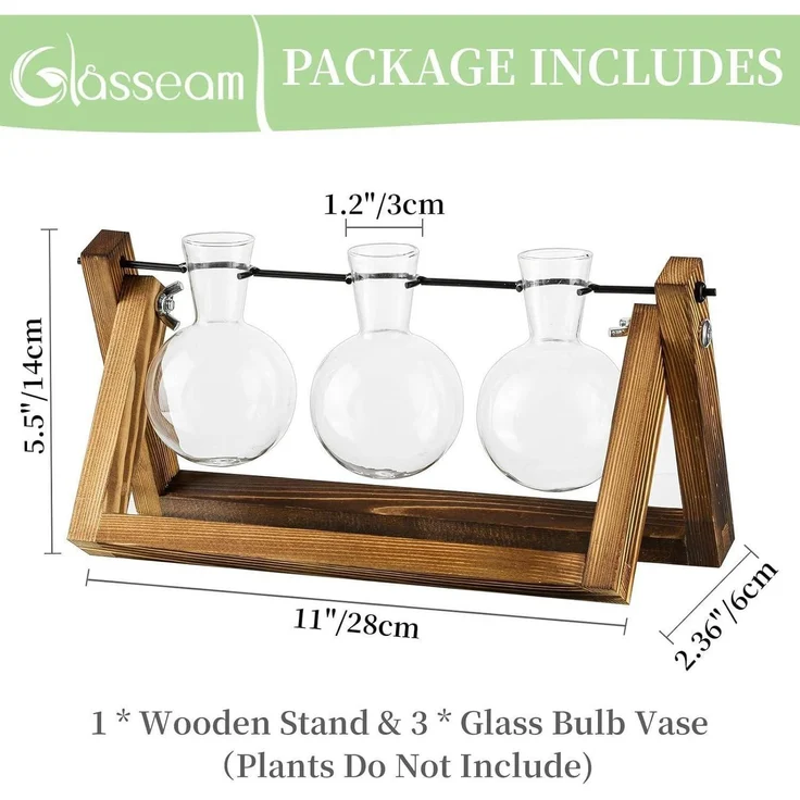 Vermehrungsstation Pflanzen Upgrade Zwiebel Vase Holzständer Glas Blumentopf – Bild 6