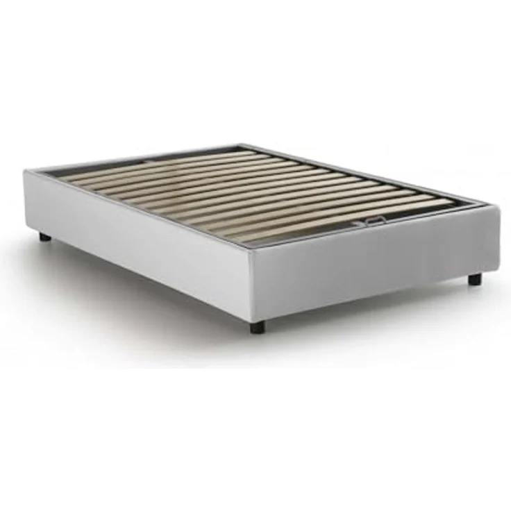 Talamo Italia - Doppelbett Nicole, Bettkasten mit Stoffbezug, 100 % Made in Italy, Öffnung vorne, geeignet für Matratzen 120 x 190 cm, Weiß – Bild 5