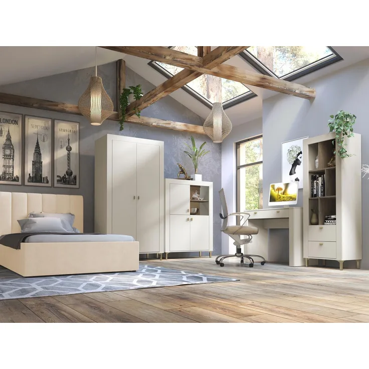 Jugendzimmer-Set Mossa II (Farbe: Cashmere / Cashmere + Eiche Whisky + Cloud 03)