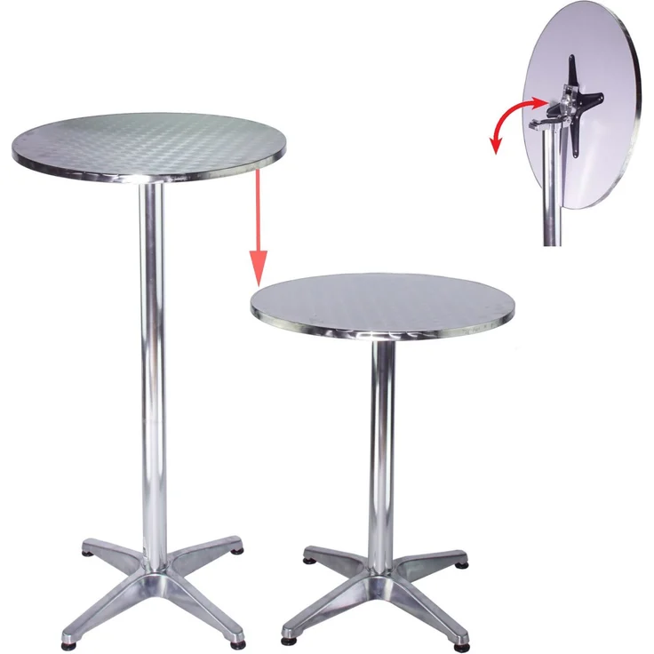 Stehtisch 2in1 höhenverstellbar 70/115cm Ø60cm Aluminium Bistrotisch Bartisch – Bild 1