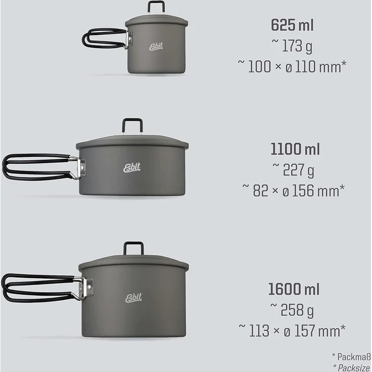 ESBIT Aluminium-Topf Topf Aluminium 1 6 l Aluminium Schwarz Aluminium Schwarz 18/8 – Bild 4