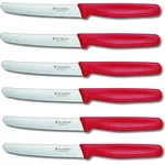 6 Stück Victorinox Tafelmesser Set Standard Wellenschliff Rot