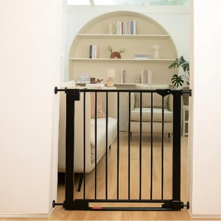 Bettacare Sicherheitsstuffen Haustiergitter, Schwarz, 68cm - 75cm, Extra Niedrige Durchgangshöhe, Druckmontage Sicherheitsgitter, Haustiergitter für Treppen, Einfache Installation – Bild 9